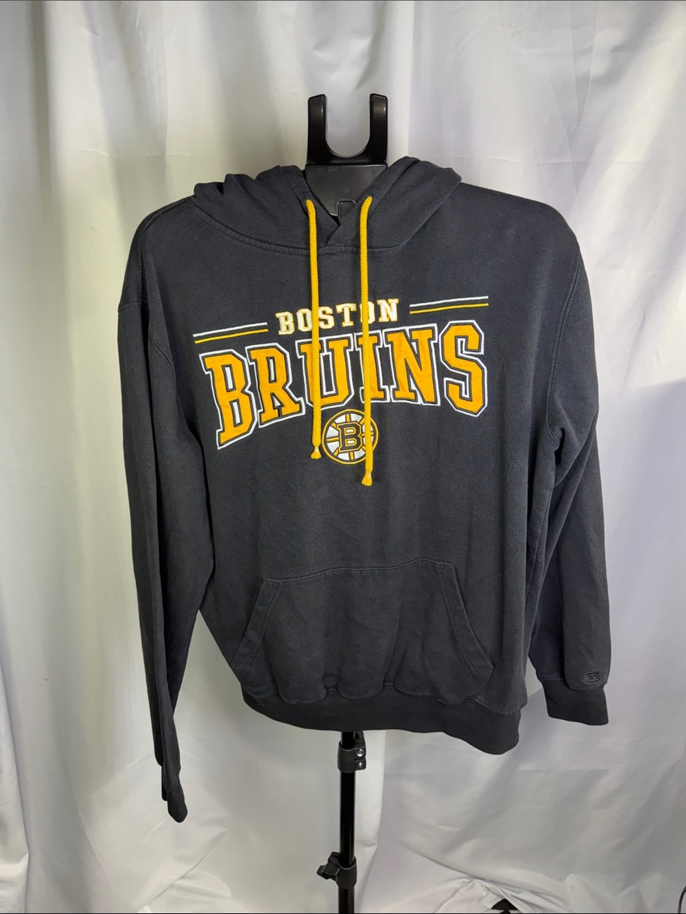 Colosseum Black Hoodie with Yellow Bruins Hockey Graphic